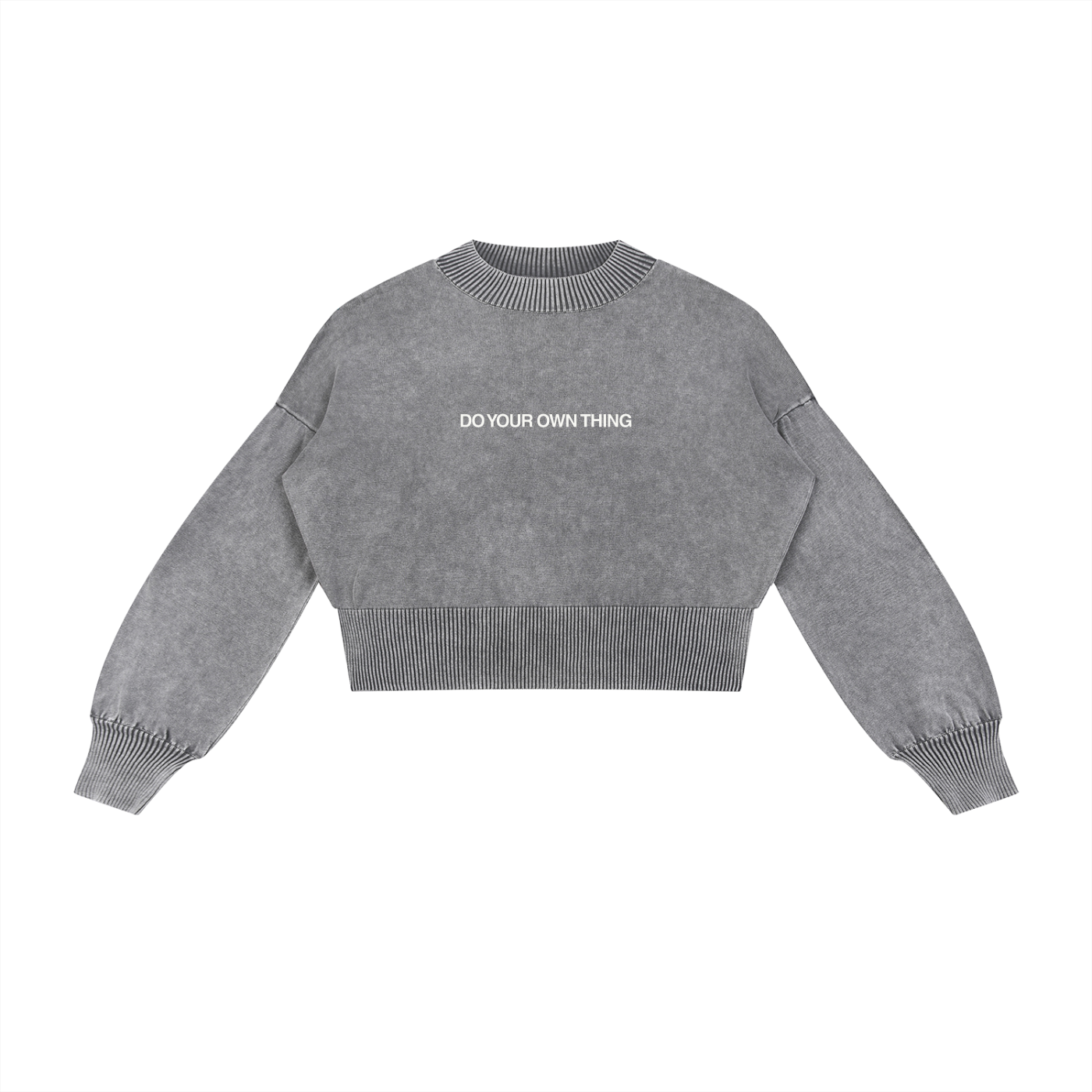 Do Your Own Thing - Mineral Wash Balloon Sleeve Cropped Sweater