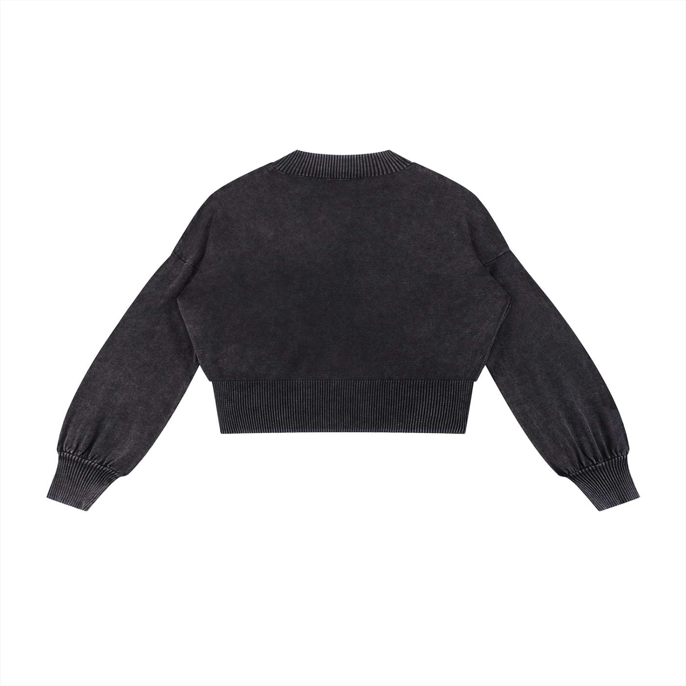 Do Your Own Thing - Mineral Wash Balloon Sleeve Cropped Sweater
