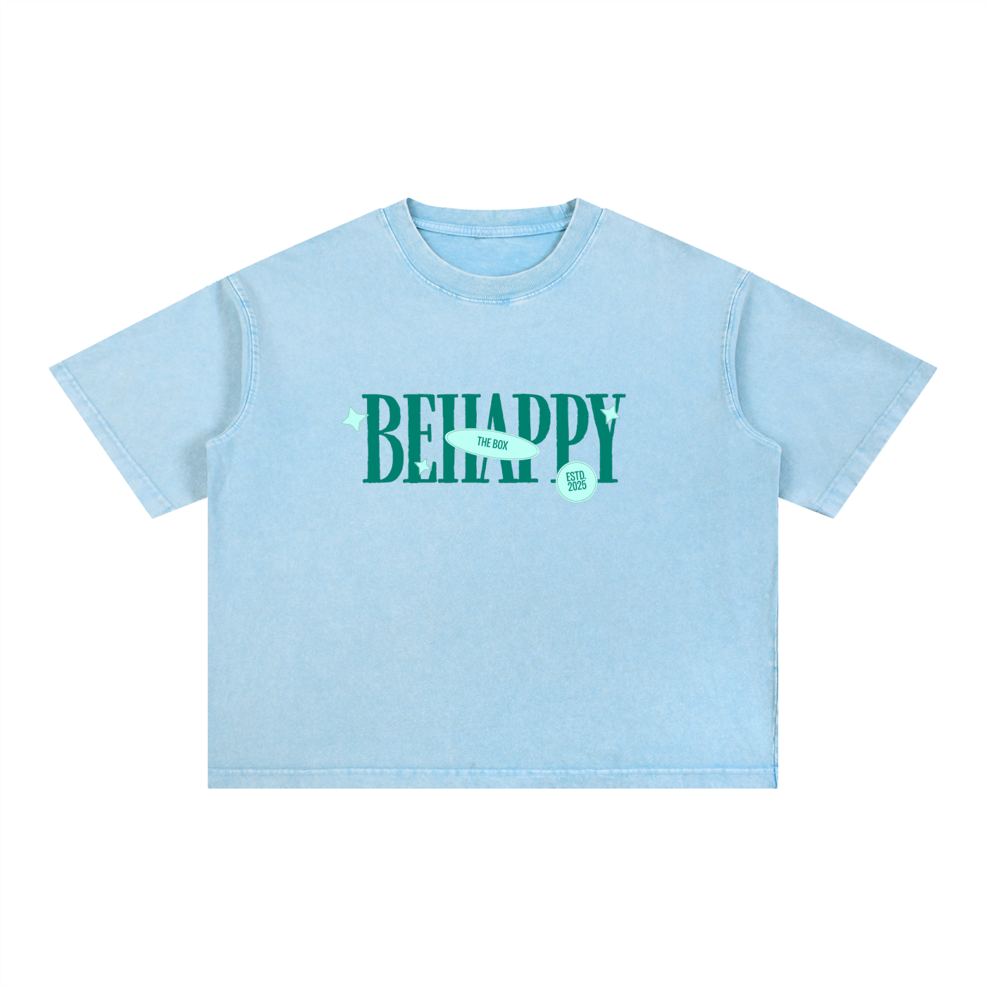 BE HAPPY- Mineral Wash Boxy Cotton T-Shirt